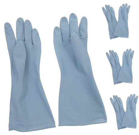 ANDRESLAD 4paare Wiederverwendbare Haushaltshandschuhe Pvc Blau Komfortable Spülhandschuhe Für Effektive Und Geschirrspülen