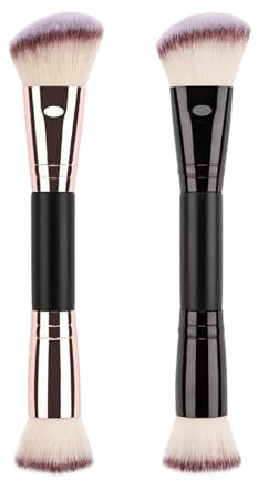 Brocha De Maquillaje Genérico - Brocha Para Base, Contorno, Sombra De Ojos Y Polvos Sueltos | Brocha Base En Polvo Doble | Brocha De Maquillaje Para Base De Maquillaje