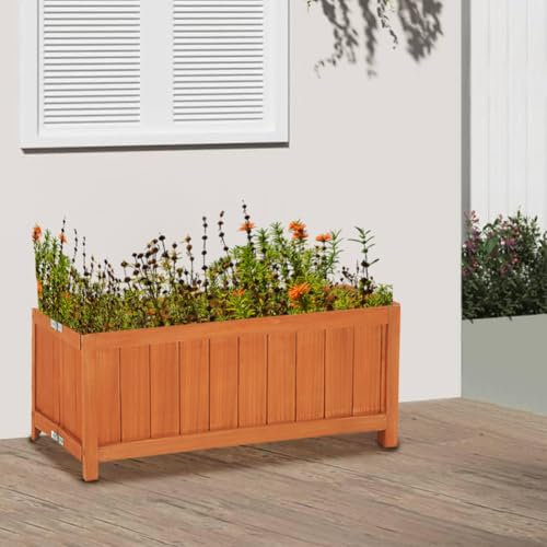 BAKAJI Fioriera Pieghevole in Legno da Esterno ed Interno, Vaso Porta Fiori, Erba per Giardino, Balcone, Patio, Resistente alle Intemperie, Colore Naturale, Salvaspazio (70 x 30 x 25 cm)
