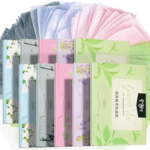 KPSRFG 1000 Counts in 10 Pack Blotting Paper, Blotting Paper for Oily Skin, Oil Blotting Sheets for Face, 9cm x 6cm, Multicoloured, Paper, Blotting Sheets, Box
