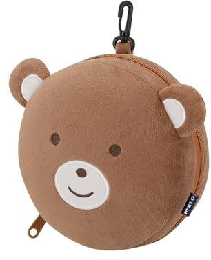 noTrash2003 Cuscino da viaggio per bambini con maschera per gli occhi, chiusura lampo e moschettone da appendere, interno morbido, ideale per i viaggi, realizzato in morbido materiale RPET ecologico