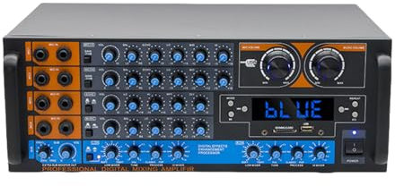 THYXGS Amplificatore Digitale EQ da 800 W, Amplificatore Audio Stereo HiFi Professionale, Ingressi 8 Microfonici, Regolazione Indipendente di Alti, Medi E Bassi/Canale Sinistro E Destro