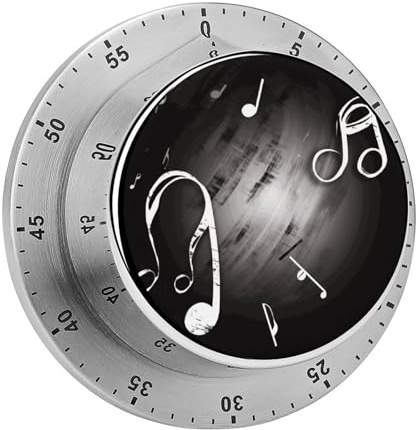 Music Notes Kitchen Timers, Manual 60 Minute Wind Up Timer Clock with Loud Alarm, Magnetic Backing, Mechanical Kitchen Timers, No Batteries Required, Countdown Timer for Cooking Baking