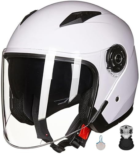 Jethelm Mit Doppelvisier Rollerhelm M-XXL Mit Sonnenblende DOT/ECE Zertifiziert Retro Motorradhelm Mit Visier Mopedhelm Für Motoroller-Herren Und Damen-Robust Komfortabe Scooter