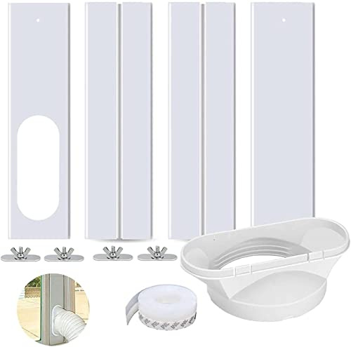 KWJTOY Kit di Scorrimento per finestre Elastiche, Universale per Aria condizionata Portatile, PVC, 1 unità, Bianco Avorio