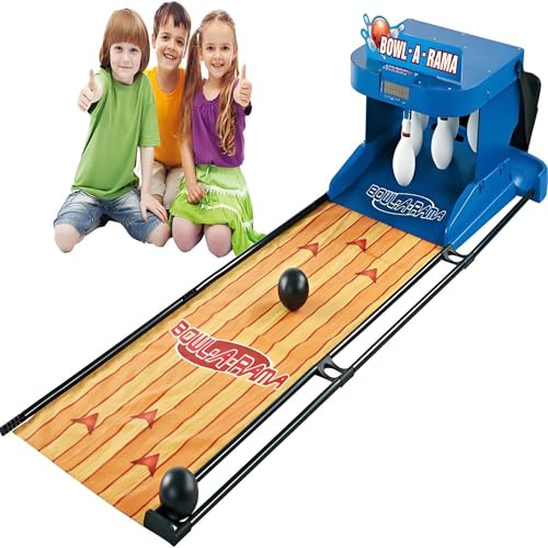 TozMvi Pista da Bowling Elettronica da 3,5 M, Pista da Bowling Pieghevole per Interni, Set da Bowling Elettronico Pieghevole, Gioco Interattivo per Bambini E Adulti