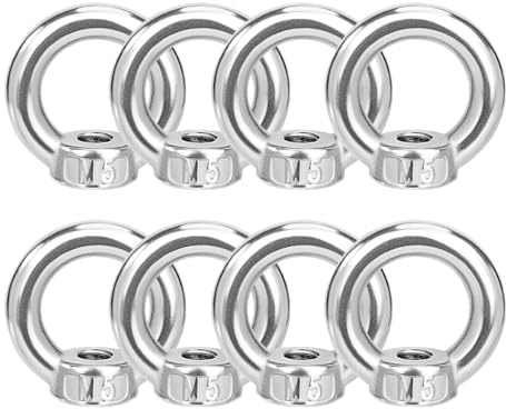 8 Stück Juttzzei Ringmutter M5, Verbessertes 304 Edelstahl Ringösen, M5 Ringmuttern Augenmutter, Ösenmutter für Befestigen Sie hängende Ornamente Blumentöpfe Schaukelständer