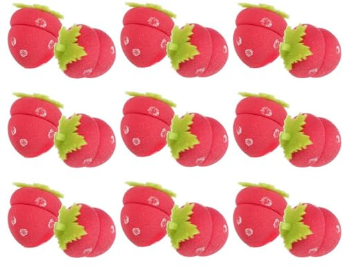 Strawberry Heatless Curlers, Strawberry Hair Rollers, Soft Sponge Foam Curling Tools for Women, Overnight Sleep Hair Curlers for Comfortable No-Heat Curls (18Pcs, One Size)