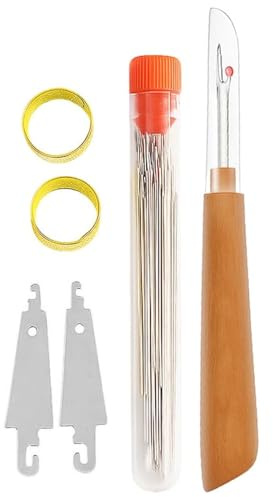 CRGANGZY Set 3 strumenti da cucito in acciaio con aghi a cruna, infila ago, ditale, taglia asole, kit portatile per cucito a mano, ideale per principianti e fai da te