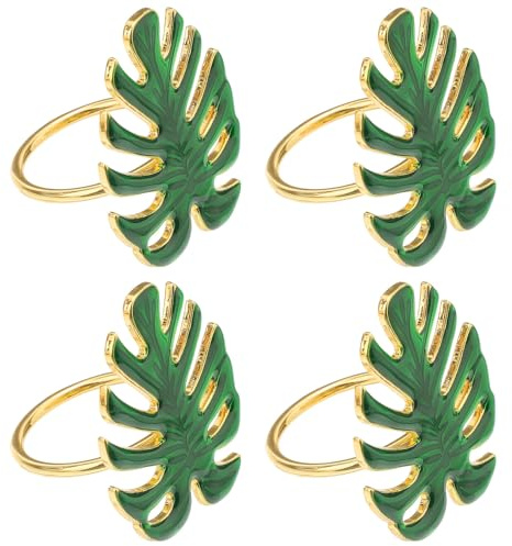 DECOMELODY Anelli per Tovaglioli Matrimonio Design Foglia Tartaruga Verde in Metallo, Piccoli e Leggeri, per Cena Elegante e Decorazioni Tavolo Uniche