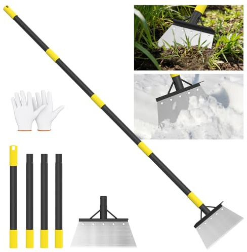 Ergohortus Unkraut Entferner Gerät, 147cm Multifunktionale Gartenschaufel | Unkrautentfernungswerkzeug aus Edelstahl mit Griff, Schaberschaufel zum Jäten, Schaben & Eisfreimachen