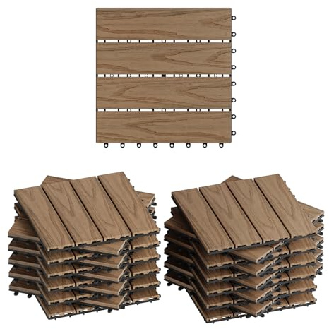 WOLTU 22 x Suelo de WPC Baldosas de Madera Exterior, Antracita