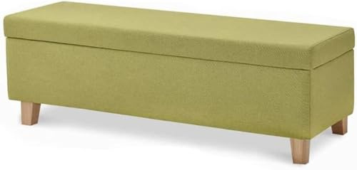 Banco de almacenamiento otomano, reposapiés de lino de algodón con pies de madera, baúl de juguetes y zapatos, asiento versátil y solución de almacenamiento