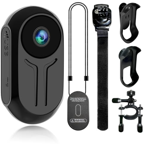 Tkiplay Wearable Thumb Sports Action Camera, FHD 1080P Magnetic Mini Body Camera with Audio, Small POV Vlogging Camera Bodycam with Night Vision, Loop Record, Accessories