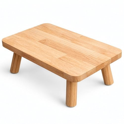 EVERGOODS Pine Wood Stool 34x24x16CM Kids Adult Step Stool | Small Wooden Stool for Kids Adults, Multi-Use Foot Rest Plant Stand Side Table for Bedroom Kitchen Bathroom