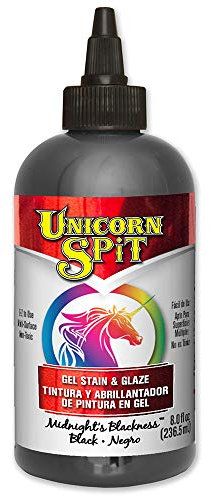 Unicorn SPiT Midnight's Blackness Gel Stain and Glaze, Water Based Paint for Wood Crafts, Furniture Refinishing Projects, Deep Colour Finish 236ml