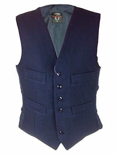 MB Clothing Mens Moleskin Waistcoat Satin Lining Back with Buckle 4 Pockets 6 Front Buttons Smart Casual Wear Sizes S Chest 36/38 M (Large, Navy)