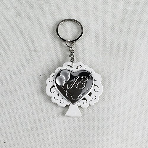 DLM26784 (Kit 12 Pezzi) Portachiavi Albero della Vita in Legno e Cuore per 18 Diciottesimo Compleanno bomboniera
