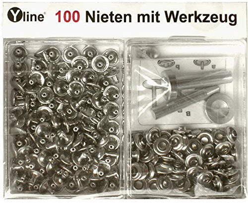 Yline 3095 Lot de 100 rivets 9 mm avec outils (rivets creux) dans boîte SB