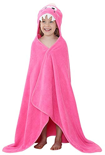 COOKY.D Kapuzenhandtücher für Babys mit Tiergesicht Großformatig für Jungen und Mädchen Perfektes Baby-Dusche-Geschenk 0-8 Jahre,Rosa-roter Dinosaurier