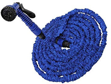 BANGSUN 3-fach erweiterbarer Gartenwasserschlauch mit 7 Funktionen, Sprühdüse, 7,5 m, Tural Blue 45 m