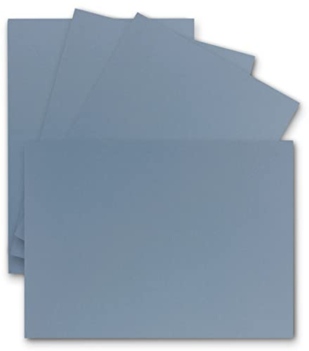 50 Einzel-Karten DIN A6-10,5 x 14,8 cm - 240 g/m² - Graublau - Tonkarton - Bastelpapier - Bastelkarton- Bastel-karten - blanko Postkarten