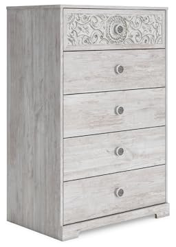 Signature Design by Ashley Paxberry Boho 5 Drawer Chest of Drawers, Whitewash
