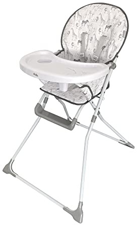 My Babiie MBHC1 Compact Highchair – Ultra Lightweight (5kg), Foldable, Easy Clean, Padded Seat, Footrest, Tray Cup Holder, for Toddler, from 6 Months to 3 Years (15kg) – Safari