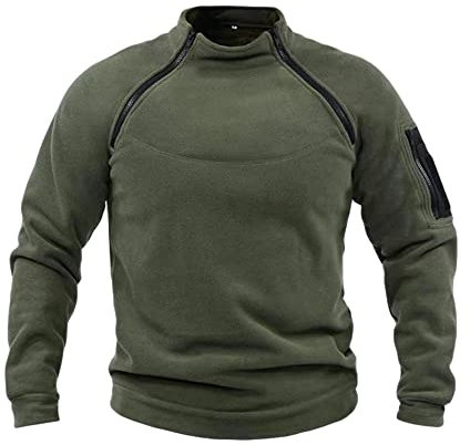 NCTCITY Herren Tactical Fleece Pullover Jacke Army Combat Sweatshirt Military Athletic Sport Jumper Tops Winddichte Freizeit Zip Top ohne Kapuze