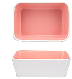 Lasagnera Set di bakeware, ceramica da cottura, piatto di casseruola rettangolare for cucinare, cake cena, banchetto e uso quotidiano, teglia set di 2 pezzi Teglie da Forno ( Color : Pink , Size : Sma