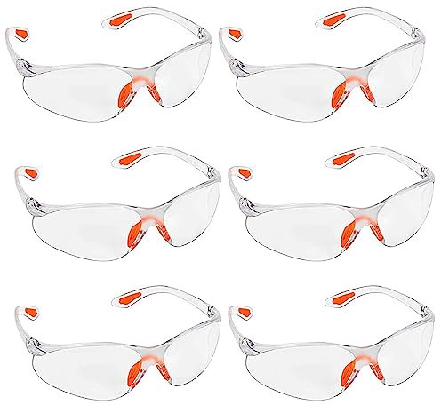Gelishan 6Pcs Eye Protection Glasses - Anti Scratch, Anti Fog Safety Goggles - Protective Equipment for Construction, Laboratory, Chemicals (6)