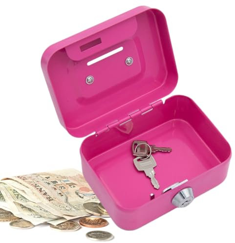 Duqulle Money Box With Key Metal Money Box Tin Cash Safe Box Small Lockable Cash Box Cash Deposit Tin With Lock For Petty Cash Notes Petty Cash Tin Money Bank For Kids Adults