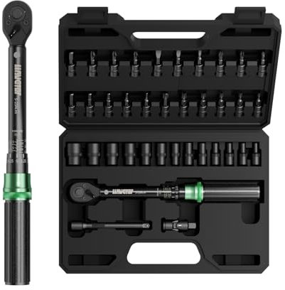 LLAVETOR Llave Dinamométrica 1/4'', 37PCS Dinamometrica Bicicleta 5-25 NM, Llave Dinamométrica 1/4'', Chave Dinamométrica, Juego de Llaves Dinamométricas para Bicicleta