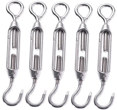 GLEAVI 5pezzi Tenditori Cavo Acciaio Inox Per Tensione Filo e Corda Staffe Tendifilo Per Cavi Esterni Da Giardino e Vigneto Argento Movimento