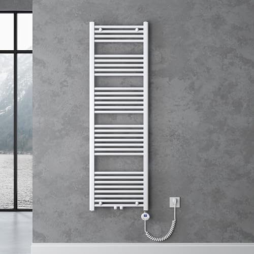 doporro Badheizung gerade 160x50cm Weiß Röhrenheizkörper Horizontal | 2 in 1 Mittelanschluss oder Seitenanschluss Badheizkörper mit Heizstab 800W, Einfach zu installieren, RHE mit Heizstab