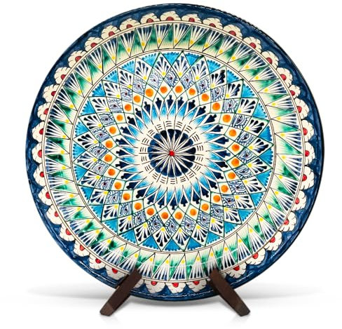 ZARENHOFF Lagan - Ø37 Orientalischer Lagan Ляган Rischtan Keramik Teller Servier-Schale handbemalt (37 cm) (Mehrob J3)