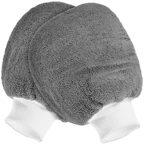 NIYANGLE 2 Piezas Guantes de Lavado de Autos rasguño de Secado más Limpio Lavado automático manopla Limpieza Coche Guante de Lavado de Autos Herramienta limpiadora de persianas