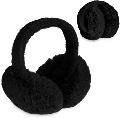 Telooco Plüsch Ohrenschützer Damen Winter Ohrenwärmer Earmuffs Faltbar Geschwollene Ohrenschützer Warmes Stirnband Outdoor Ohrenschützer für Kaltes Wetter (Schwarz)
