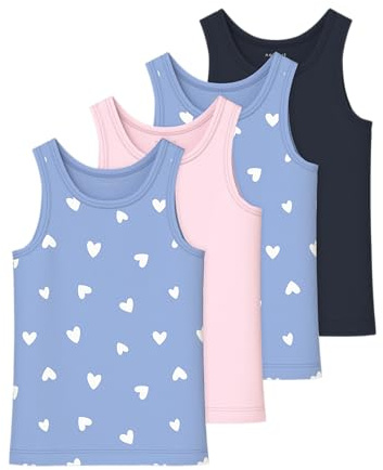 NAME IT Mädchen Nkftank Top 4P Hearts Noos, Serenity, Numeric_86 (4er Pack)