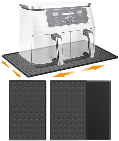 Heat Resistant Mat for Air Fryer, 2-Pack Kitchen Heat Protector Silicone Mats for Worktops with Appliance Sliders Function for Ninja Air Fryer Accessory Coffee Maker Stand Mixer Microwave, 48 x 30 cm