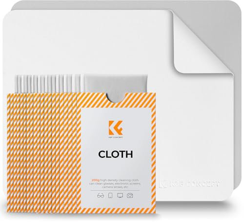 K&F CONCEPT 20 Stück Mikrofasertuch, Brillenputztücher, Linsenreinigungstuch,Brillenlinsenreiniger, Reinigung von Brillen. Kameralinsen, VR/AR-Headsets und Bildschirmen, Weiß & Grau (15x18 cm)