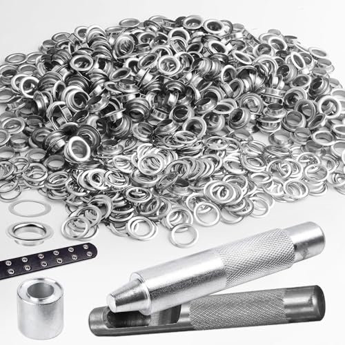 YPLonon Occhielli in Acciaio Inox 200 Pezzi pinze Occhielli telone Occhielli 10 mm Kit di Strumenti Occhiello Occhiello Occhiello per Scarpe Abbigliamento Pelle Tessuto telone