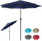 Panana 2.7M Garden Parasol Sun Shade Outdoor Umbrella 8 Sturdy Ribs with Crank and Tilt Mechanism for Patio, Deck, Patio and Balcony Dark Blue