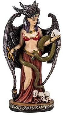 DRW Figur Lilith repräsentiert Rebellion, Weiblichkeit, Mysterium und Schutz aus handbemaltem Harz, 20 cm