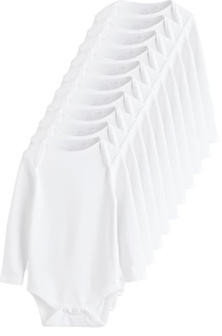 NEXT Nyfödda unisex Långärmade babybodys i basmodell 10-pack Vit 56