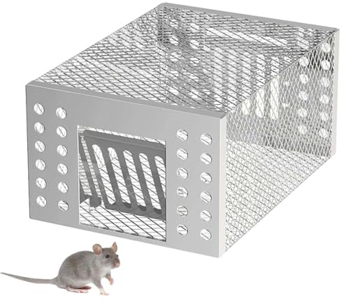 Gemdoit Maus Lebendfalle aus Metall, Mausefalle lebend mit sensibler Auslösung, berührungsfreie Freigabe, wiederverwendbar für Mäuse und Ratten im Haus oder Garten