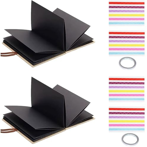 ERBO 2 Stück Fotoalbum zum Selbstgestalten, Fotoalbum Klein Fotoalben | (17,5x11,5cm) DIY Scrapbook FotobuchKann als Abschluss Geschenk, Geburtstagsgeschenk, Hochzeitstagsgeschenk (Schwarz)