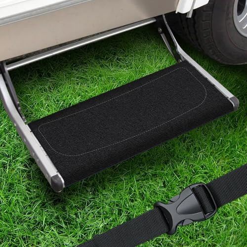 EFEALL Wohnmobil Trittstufen Fußmatte, Schnallenverschluss rutschfeste Verstellbare Trittstufe Teppich Wohnmobil, Stufenmatten Wohnmobil für 18–24 cm / 7-10'' Trittstufe Wohnmobil, Schwarz