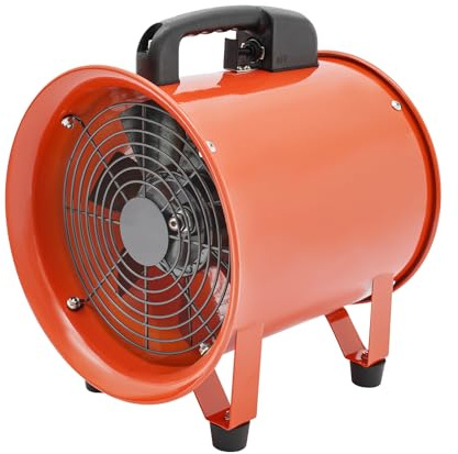 WAPHOERTE Bauventilator 320W Industrieller Abluftlüfter Rohrventilator, Axiallüfter mit 10 m Schlauch, Lüftungsleistung 43 m³/h, IP44-Schutzgrad für Fabriken, Tunnel und ähnliche Orte