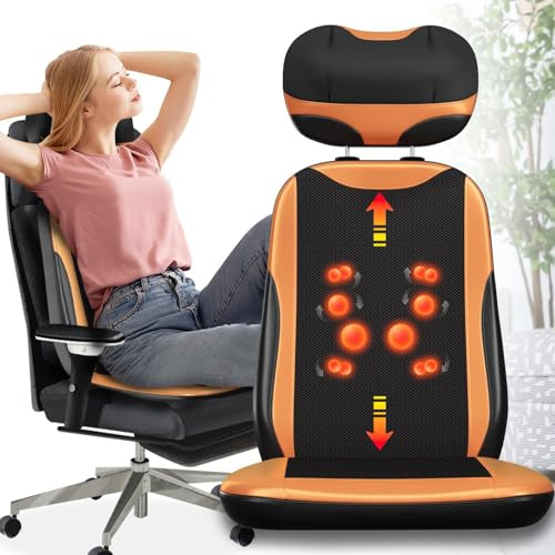 Appareil De Massage Dos Shiatsu5 Zones Synchronisées Siège Massant Fauteuil Massant Avec Chaleur Massage Dos Pour Nuque Épaules Lombar Télécommande Incluse Design Modulaire Et Réglage Hauteur